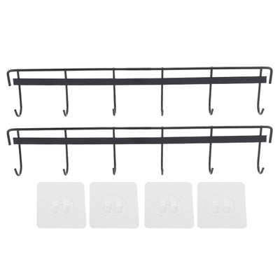 2pcs Wall Mounted Coat Rack Stainless Steel Wall Hanging Coat Hook Rail with 6 Hooks for Clothes Towel Hat 6 Hooks 2 Black