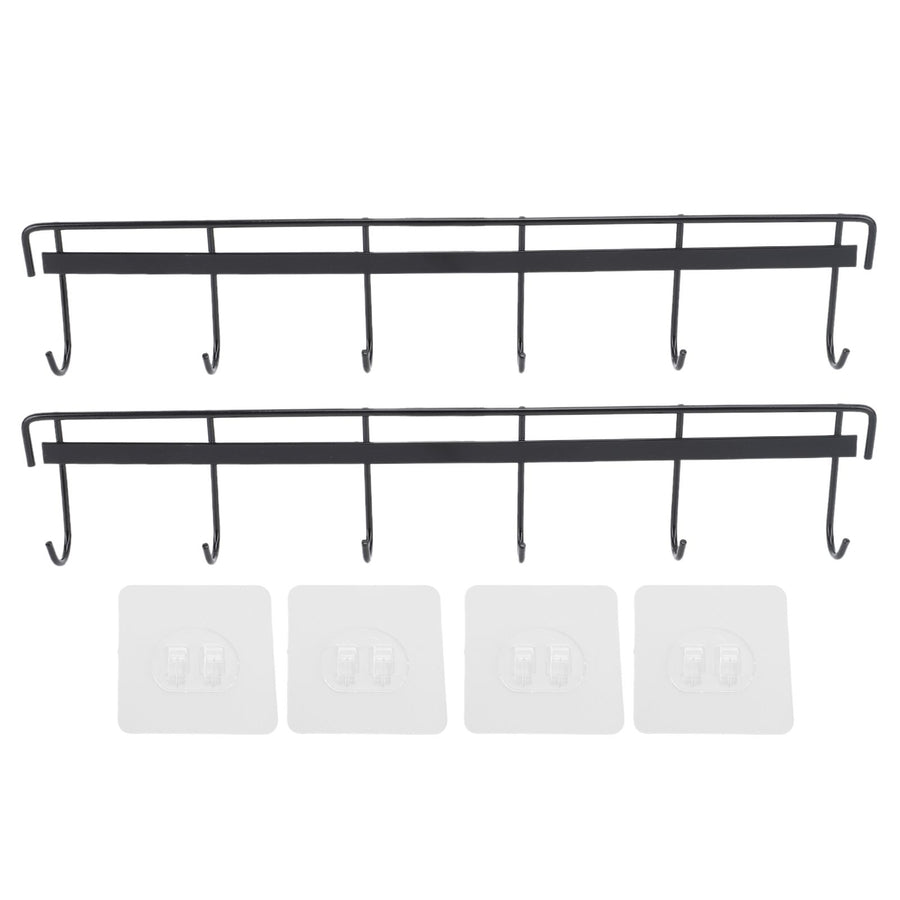 2pcs Wall Mounted Coat Rack Stainless Steel Wall Hanging Coat Hook Rail with 6 Hooks for Clothes Towel Hat 6 Hooks 2 Black