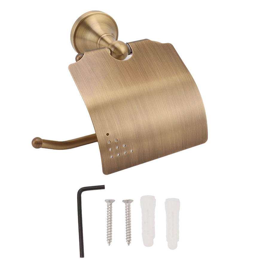 Toilet Paper Holder Wall Mounted Copper Vintage Style Ample Space Scratch Resistant for Washroom Bathroom