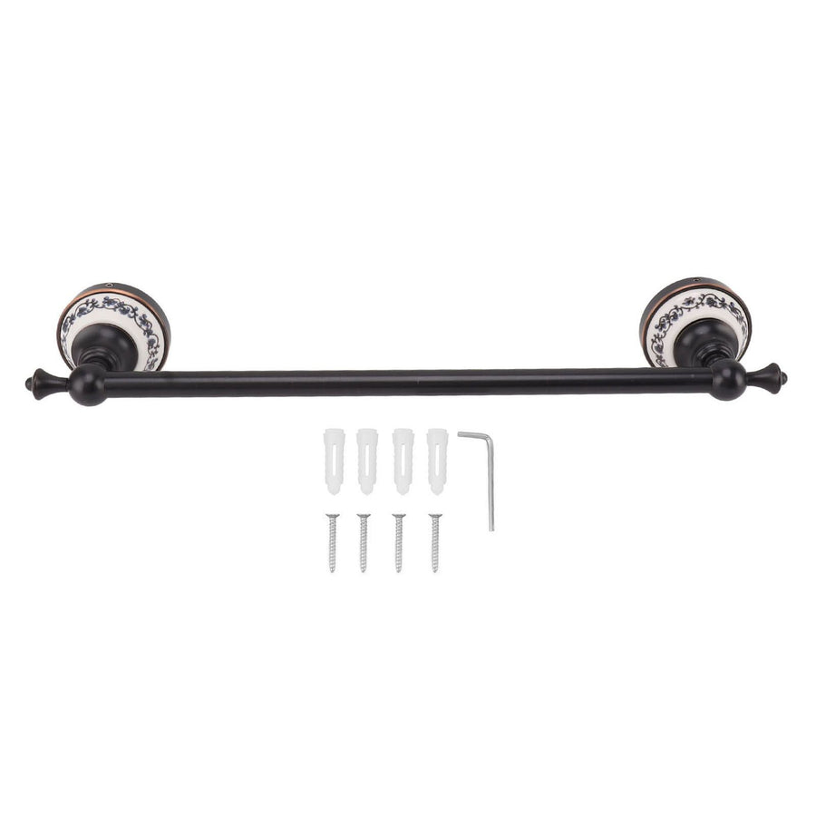 40.5cm Bathroom Towel Bar Copper Bath Towel Rack Single Towel Bar Wall Mounted Towel Holder European Style Black Antique