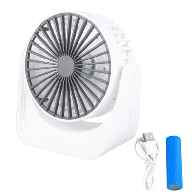 Desktop Mini Fan 1200mAh USB Rechargeable White 3 Speed 360 Degree Rotation Small Table Fan for Travel Camping Home
