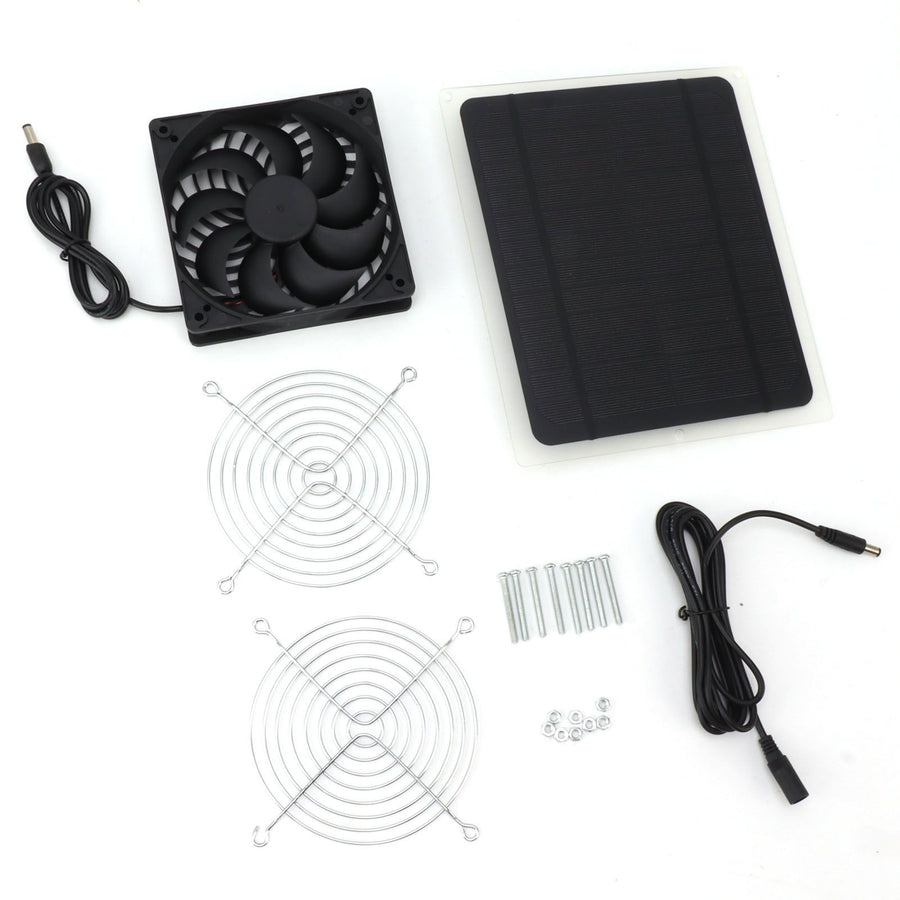 Solar Panel Fan Kit 10W Weatherproof Solar Powered Fan Wall Mounted for Outside Small Chicken Coops Greenhouses Sheds