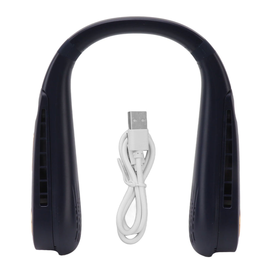 Neck Fan Bladeless USB Charging 5 Speeds Adjustable Wearable Portable Hanging Neck Fan for Outdoor Blue