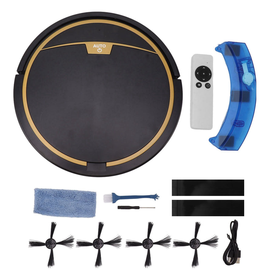 Ultra Thin Fully Automatic Robot Vacuum Cleaner Smart Robotic Vacuum Cleaner for Dust Hair Fluff Black With Water Tank 32x35 cm