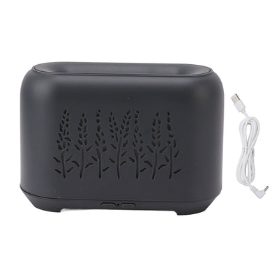 Flame Aroma Diffuser Quiet Auto Off Protection USB Essential Oil Diffuser Humidifier with Colorful Light 130ml Grayish Black