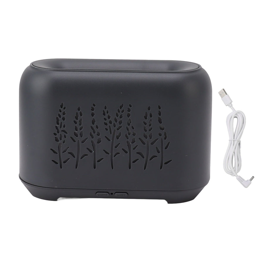 Flame Aroma Diffuser Quiet Auto Off Protection USB Essential Oil Diffuser Humidifier with Colorful Light 130ml Grayish Black