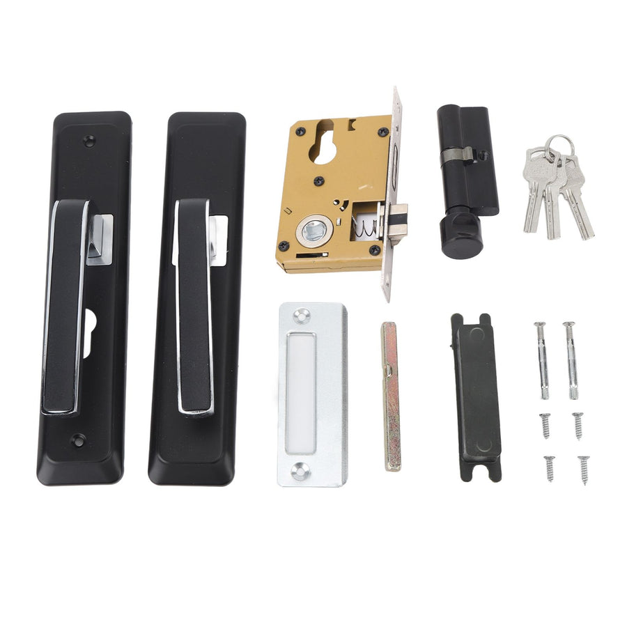 Privacy Bathroom Lever Lock Set Low Noise Door Lever Lockset Bedroom Door Handle Security Door Lever with Lock Black