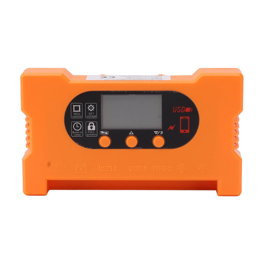 Solar Charge Controller 12V 24V Dual USB Type C Fast Charging Solar Panel Battery Regulator with LCD Display 30A