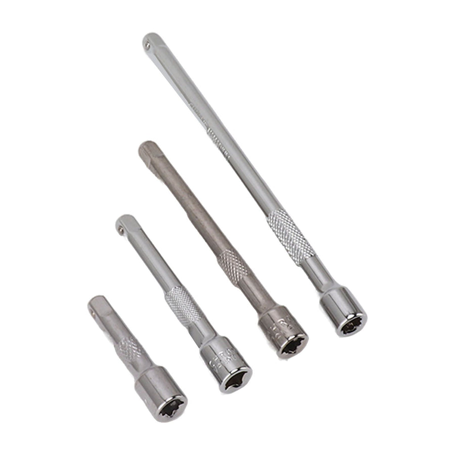 4pc 1/4in Drive Socket Extension Bar Set Long Shaft 50mm 75mm 100mm 150mm Ratchet Improved