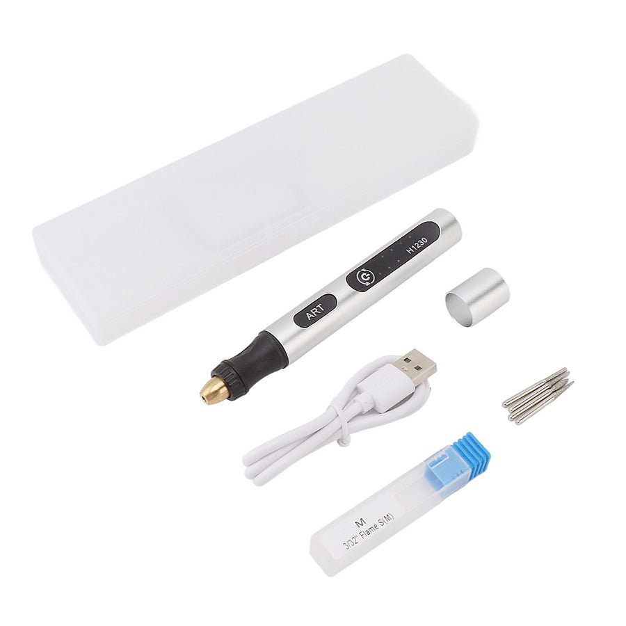 Portable Electric Engraving Tool Cordless Rotary Tool Non Slip Silver USB 4.2V 300mAh Engraving Pen for Metal Glass Wood