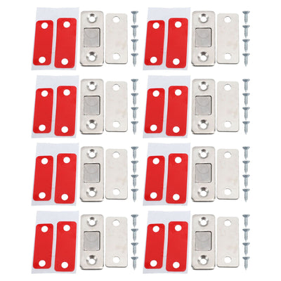 8 Pack Magnetic Door Catch Ultra Thin Door Latch Adhesive Stainless Steel 2 Way Installation Cabinet Closer for Kitchen
