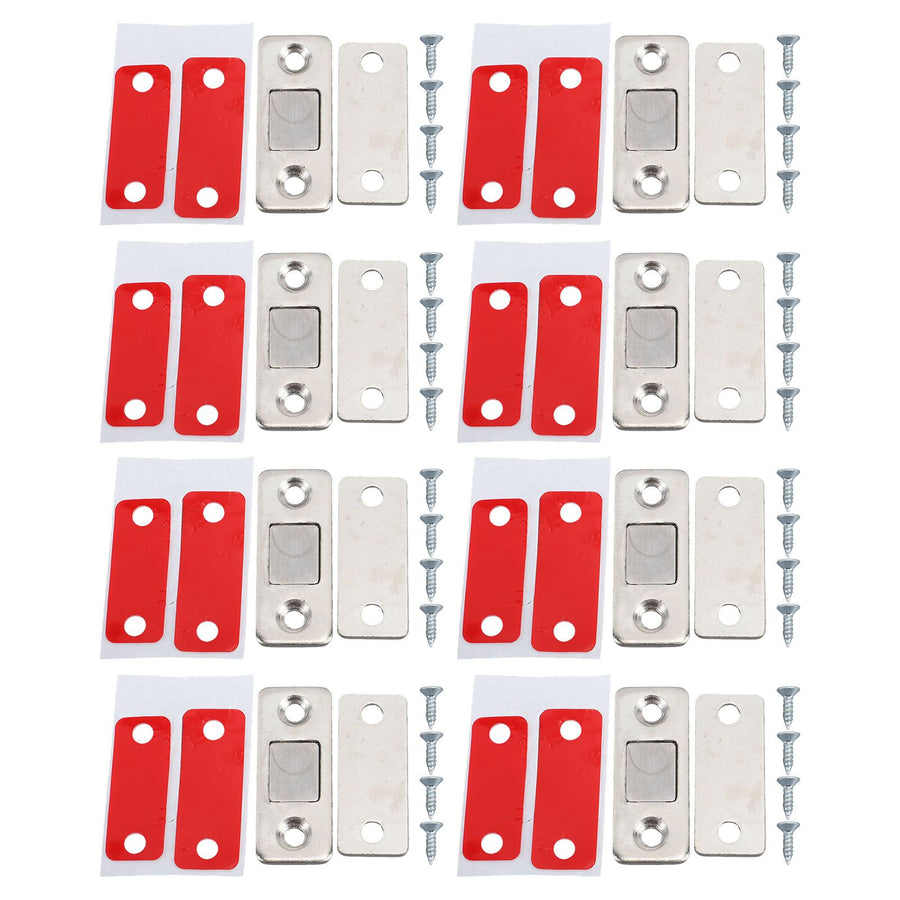 8 Pack Magnetic Door Catch Ultra Thin Door Latch Adhesive Stainless Steel 2 Way Installation Cabinet Closer for Kitchen