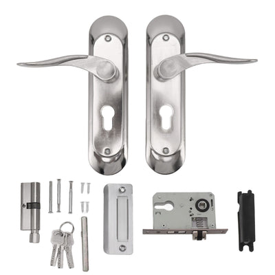 Door Interior Lever Passage Handle with Lock Easy Install Stainless Steel Door Handle for Bedroom Bathroom Closet Home