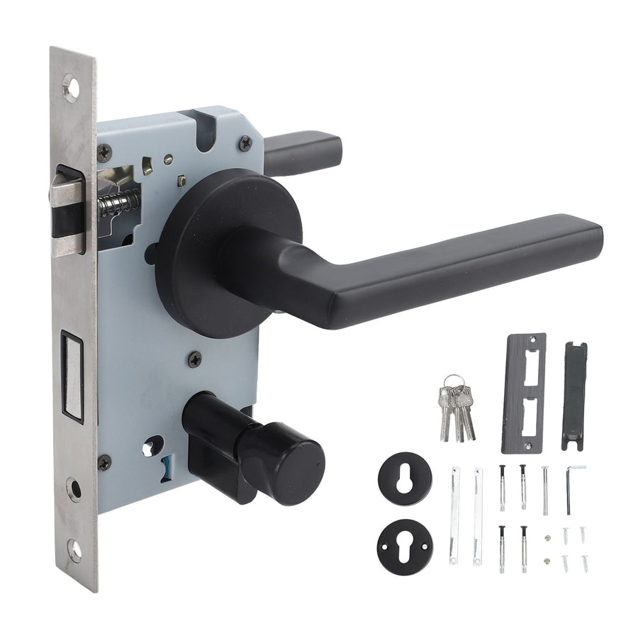 House Door Handle Lock Aluminum Black Antioxidant Coating Shock Resistance Door Lever for Bedroom Home Room