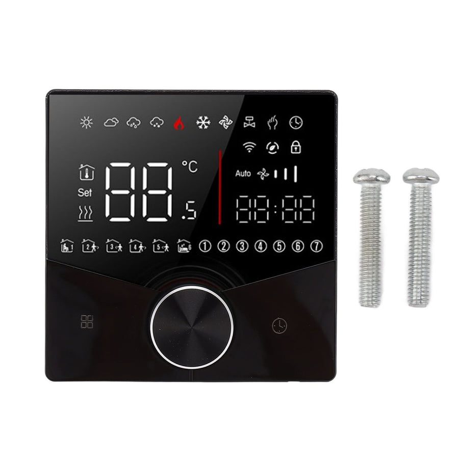 Smart Thermostat Knob Design LCD Color Display Panel Digital Thermostat for Sauna Room Underfloor Heating System Black