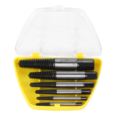 6 Pcs Damaged Screw Extractor with Yellow Storage Box Steel Stripped Bolt Remover for Home Repairs Automotive Mechanical Repairs