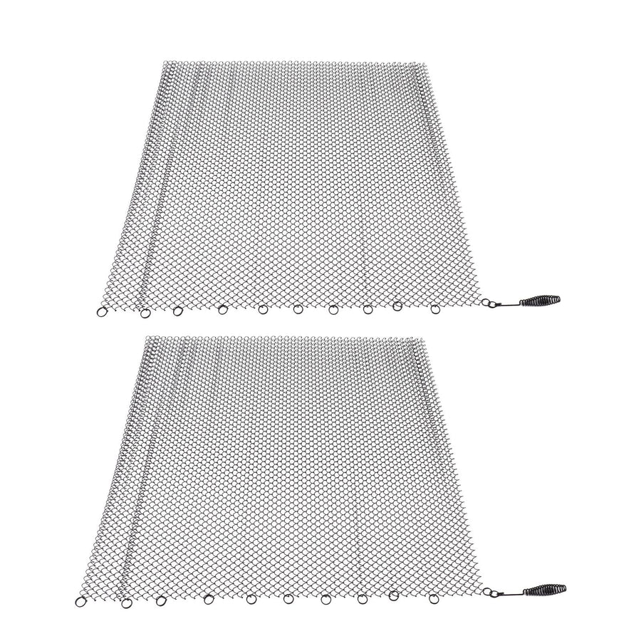 Fireplace Mesh Screen Curtain 2 Wide Panels Hanging Replacement Screens for Home Wood Burning Fireplace Black 24x22in