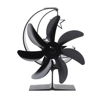 Heat Powered Stove Fan 7 Blade Moon Model Silent Operation Circulating Warm Air Highly Efficient Log Burner Fan For Wood Stove Accessories Black