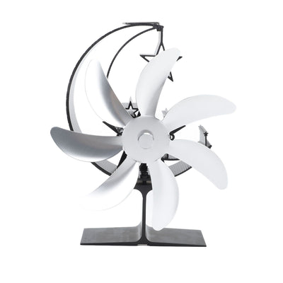 Heat Powered Stove Fan 7 Blade Moon Model Silent Operation Circulating Warm Air Highly Efficient Log Burner Fan For Wood Stove Accessories Silver