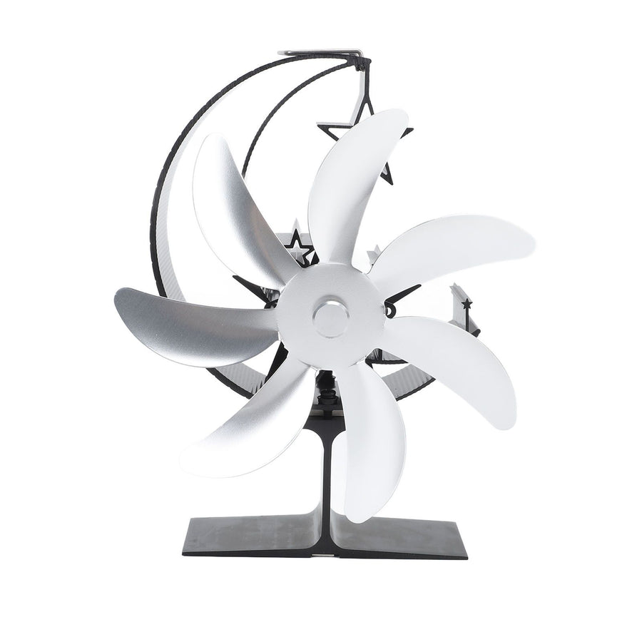 Heat Powered Stove Fan 7 Blade Moon Model Silent Operation Circulating Warm Air Highly Efficient Log Burner Fan For Wood Stove Accessories Silver