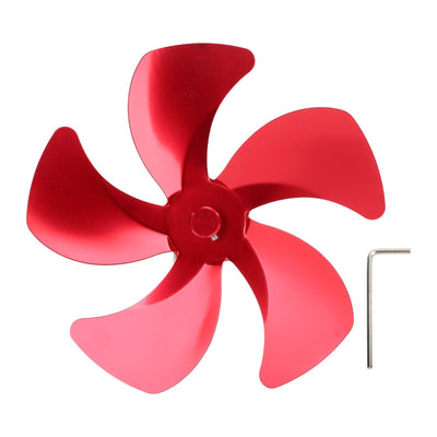 Stove Fan Blade Replacement Aluminum Alloy Enhance Warm Air Circulation Fireplace Fan 5 Blade for Stove Fan Accessories Red