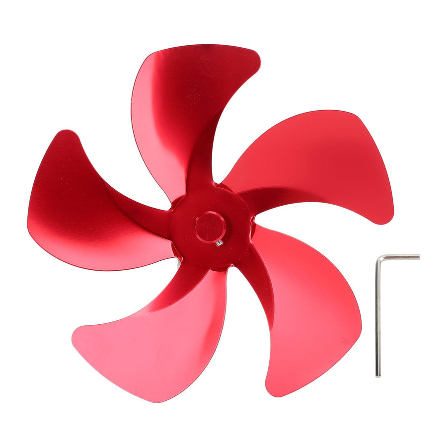 Stove Fan Blade Replacement Aluminum Alloy Enhance Warm Air Circulation Fireplace Fan 5 Blade for Stove Fan Accessories Red