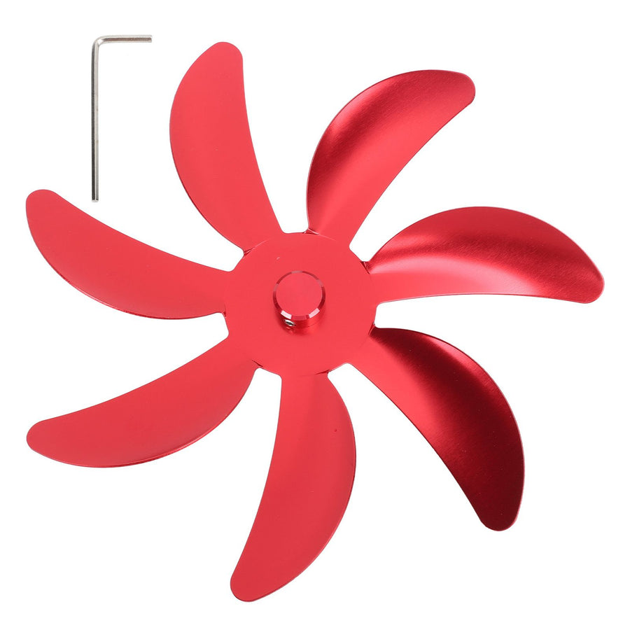 Stove Fan Aluminum Alloy Blade 7 Blades Easy Installation Universal Fireplace Fan Blade Replacement for Fireplace Fan Red