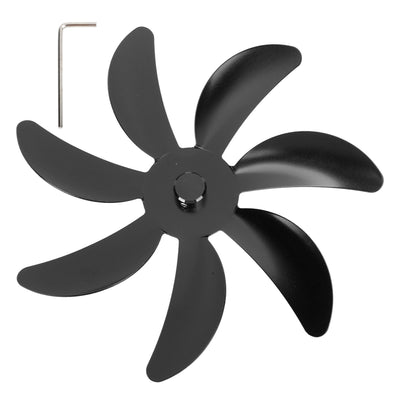 Stove Fan Aluminum Alloy Blade 7 Blades Easy Installation Universal Fireplace Fan Blade Replacement for Fireplace Fan Black