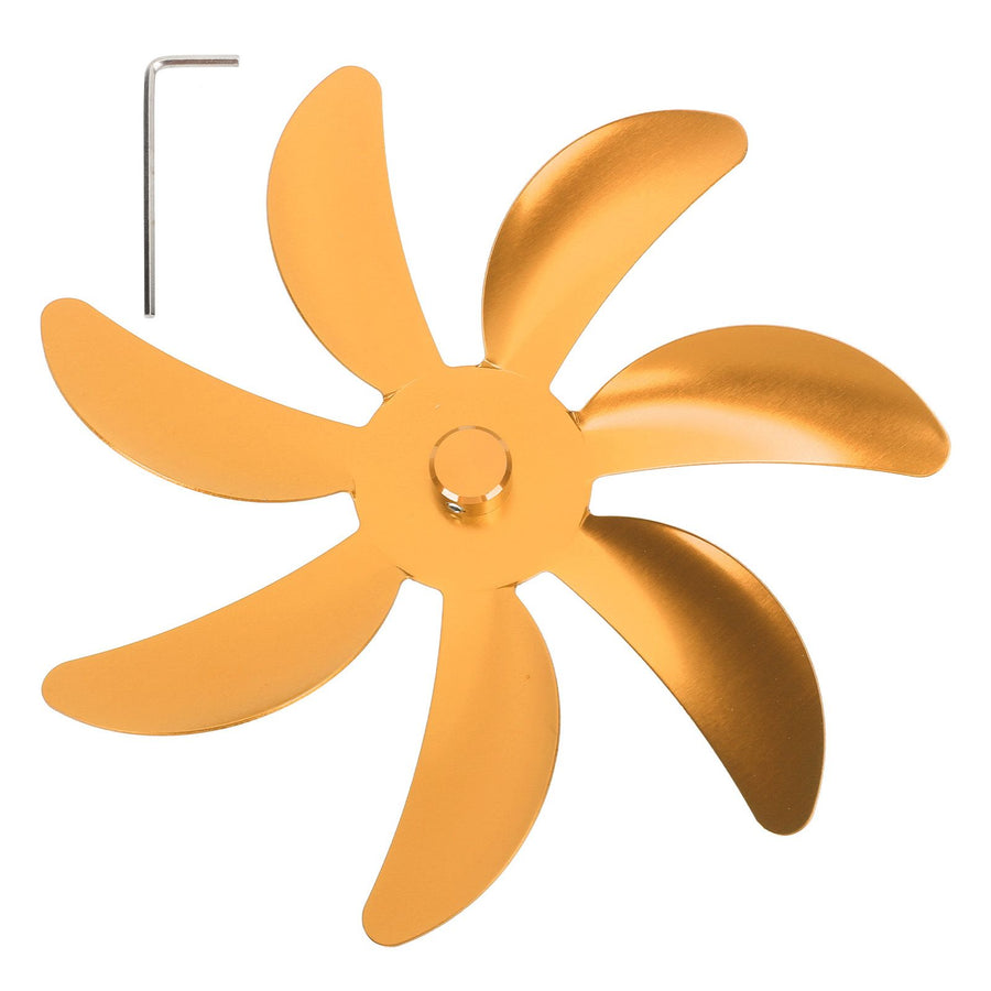 Stove Fan Aluminum Alloy Blade 7 Blades Easy Installation Universal Fireplace Fan Blade Replacement for Fireplace Fan Gold