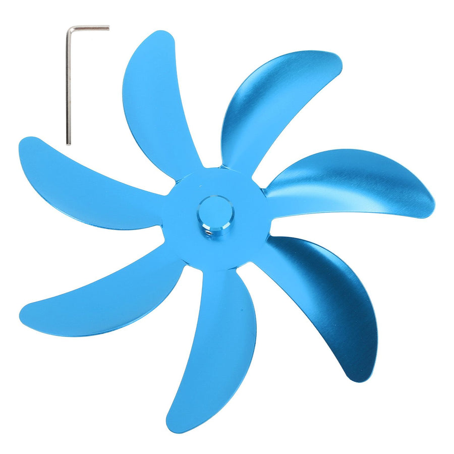 Stove Fan Aluminum Alloy Blade 7 Blades Easy Installation Universal Fireplace Fan Blade Replacement for Fireplace Fan Blue
