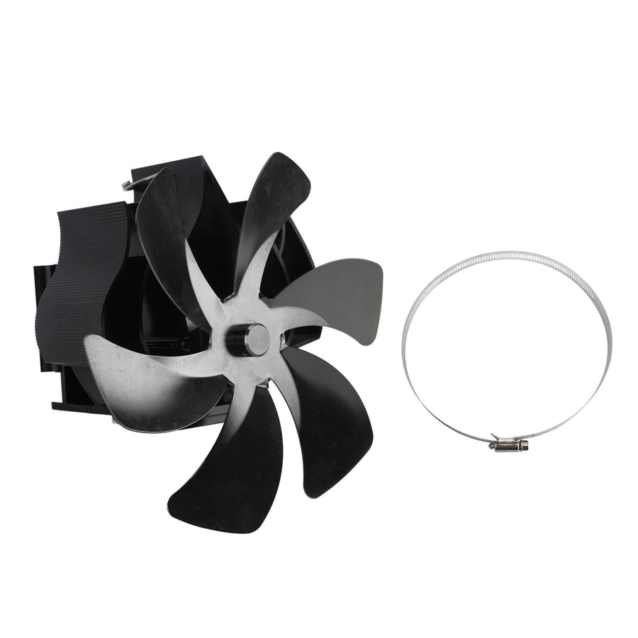 Wood Stove Fan Heat Powered 6 Blades Hanging Stove Fan Silent Flue Pipe Hanging Fireplace Fan Eco Friendly Wall Mount Black