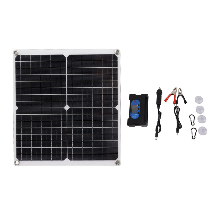 Solar Panel Charge Controller Set Monocrystalline Silicon 25W 10A Fast Charging Battery Free Drive Solar Panel Regulator for Lights Power Tools