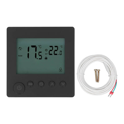 Digital Thermostat 4500W High Power Electric Floor Heating Temperature Control Thermostat for Office Mall AC 90V to 240V Black