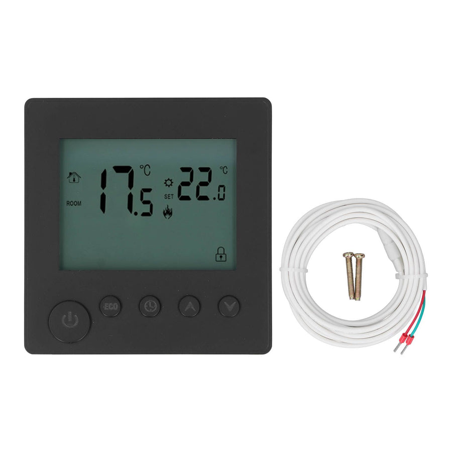 Digital Thermostat 4500W High Power Electric Floor Heating Temperature Control Thermostat for Office Mall AC 90V to 240V Black