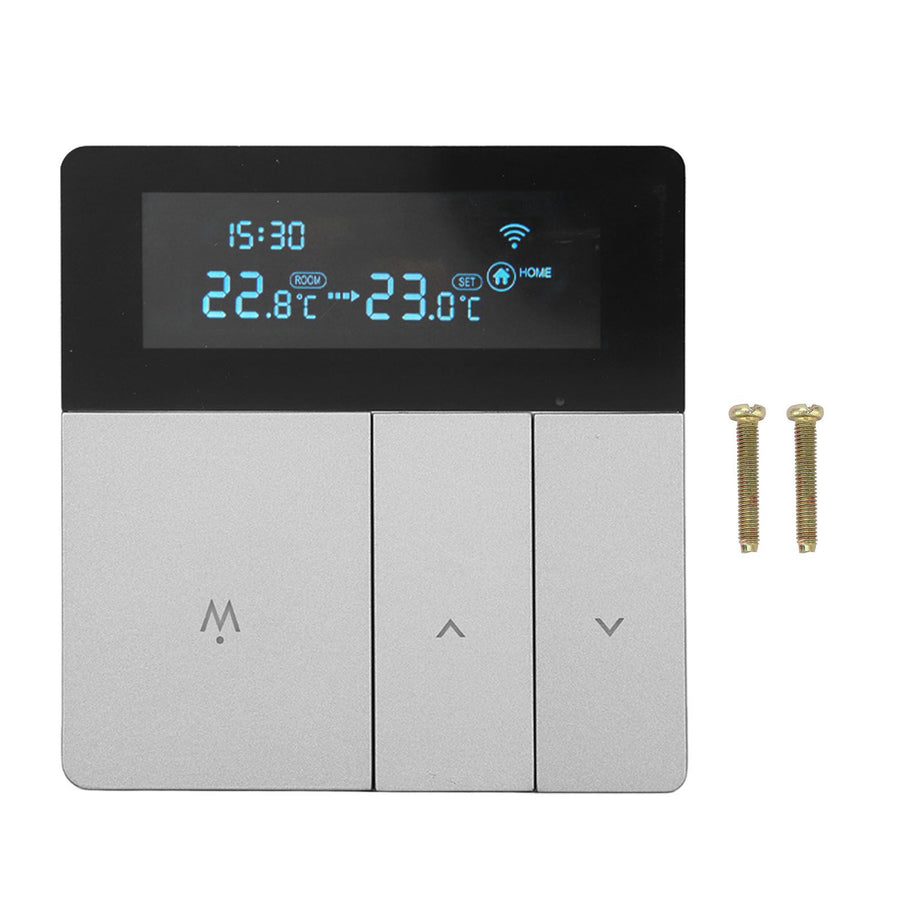16A Smart Color Thermostat Programmable Smart Electric Heating Thermostat for Home Offices Shopping Malls Hotels AC 90V‑240V Gray WiFi Style