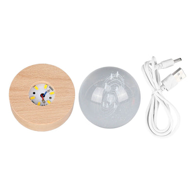 6cm 3D Crystal Ball Luminous Clear Sculpture Round Astronomy Ball Miniature Sculpture Ball Night Light Solar System Crystal Ball