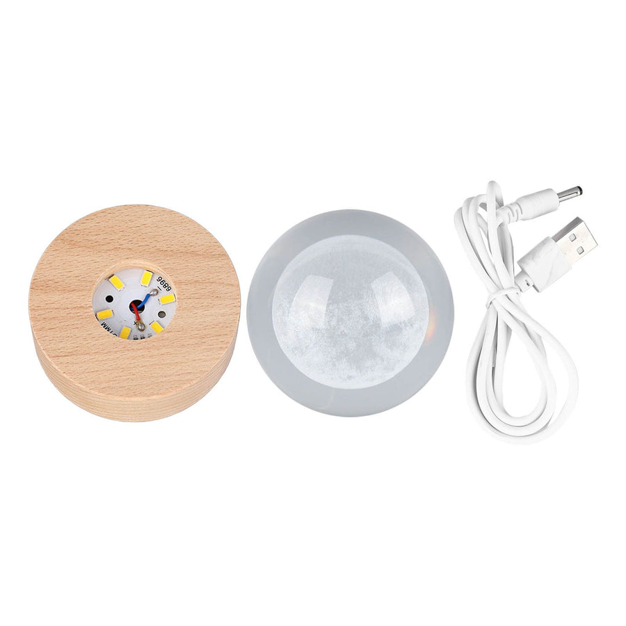6cm 3D Crystal Ball Luminous Clear Sculpture Round Astronomy Ball Miniature Sculpture Ball Night Light Moon Crystal Ball