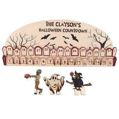 Halloween Advent Calendar 2023 31 Days Halloween Moving Wooden Block Countdown Calendar for Home Decor Holiday Ornament Gift