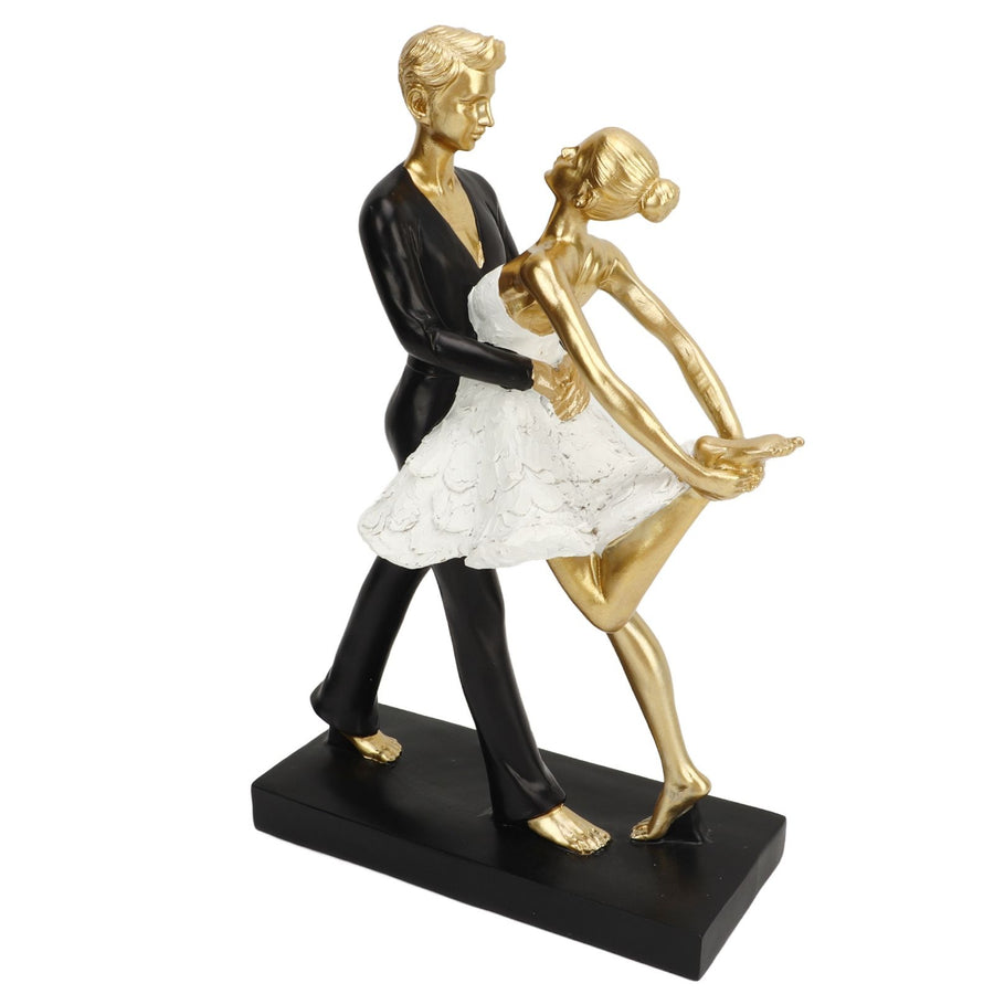 Romantic Couple Dancing Sculpture Decoration Resin Elegant Couple Ballet Dancer Statue Figurine Ornament Gold 7130W‑01