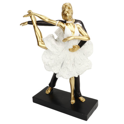 Romantic Couple Dancing Sculpture Decoration Resin Elegant Couple Ballet Dancer Statue Figurine Ornament Gold 7130W‑02