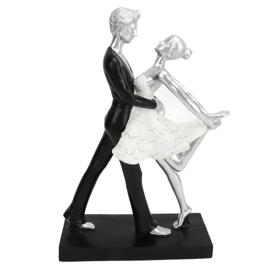 Couple Dancing Sculpture Modern Simple Innovative Resin Hand Crafted Couple Dancing Abstract Statue Silver Hugging Double Ballet Dance