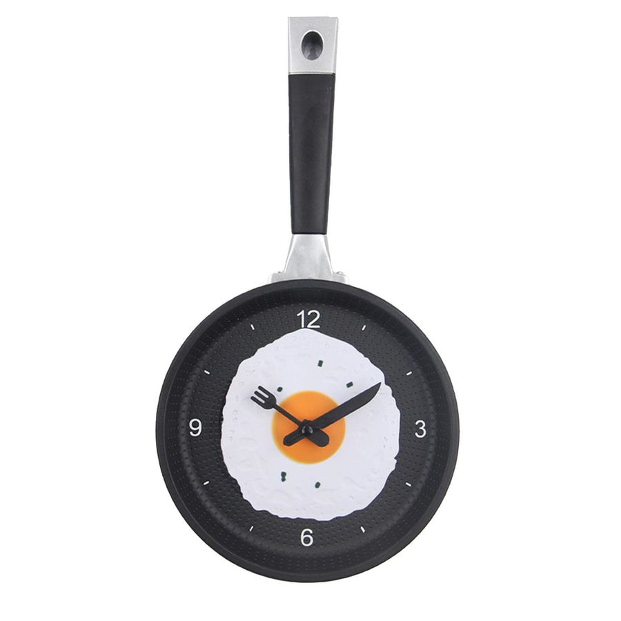 Wall Clock ABS Fried Egg Frying Pan Shape Silent Battery Operated Wall Clock for Bedroom Living Room Kitchen Pink