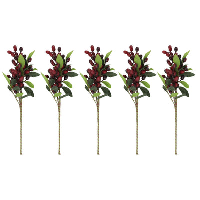 5PCS Artificial Berries Artificial Pip Berry Stems Decoration for Living Room Office Red