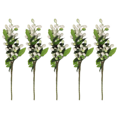 5PCS Artificial Berries Artificial Pip Berry Stems Decoration for Living Room Office White