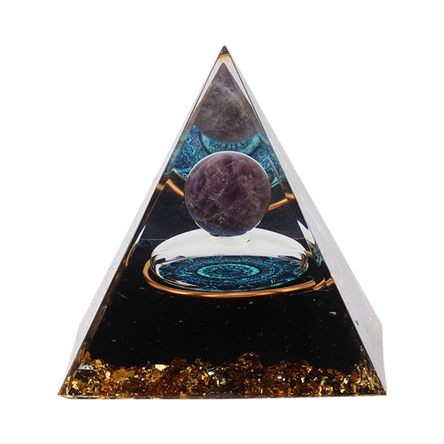 Crystal Epoxy Pyramid Decoration Hand Made 6cm Home Pyramid Desktop Ornament for Positive Energy