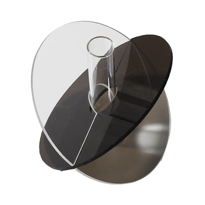 Acrylic Geometric Flower Vase Fine Detail Easy To Clean Acrylic Geometric Minimalist Vase for Living Room Table Disc Transparent Grey 15x13x2cm