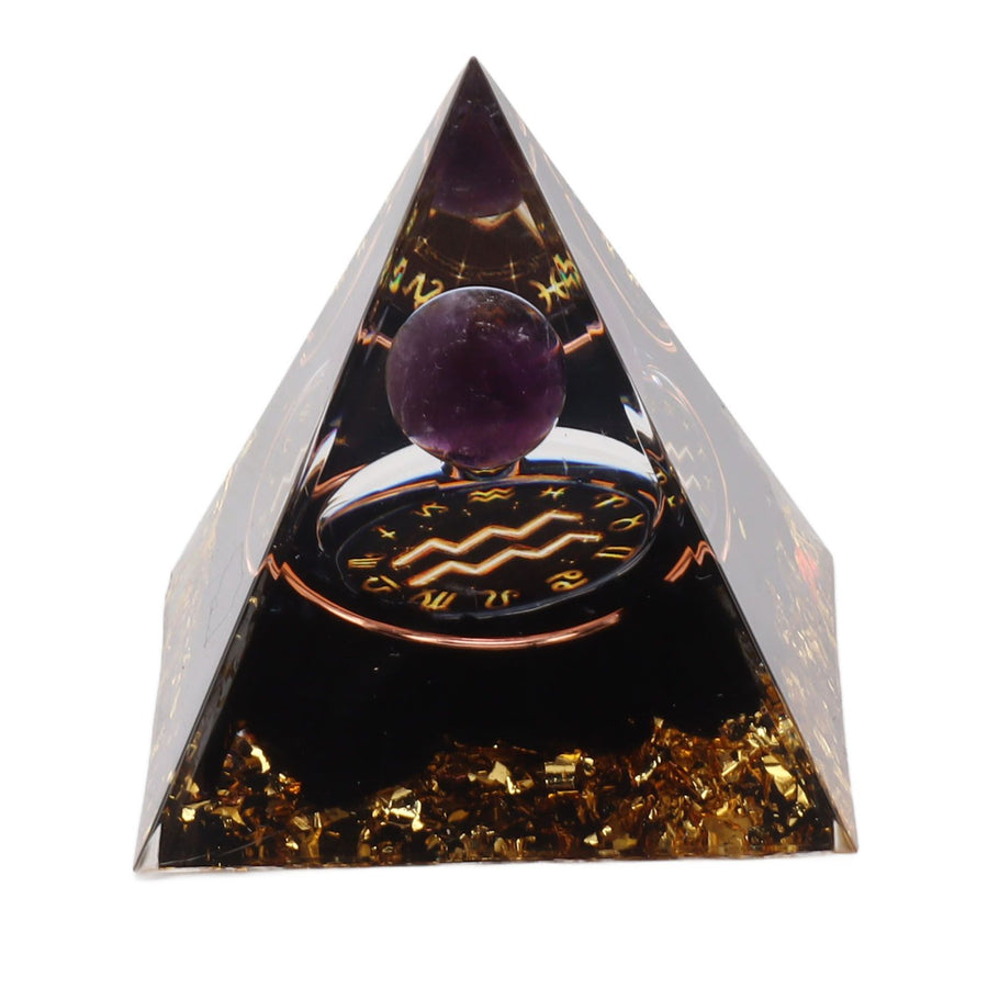 5cm Orgonite Pyramid for Positive Energy Healing Crystal Pyramid Meditation Orgonite Pyramids Chakra Zodiac Energy Generator Aquarius