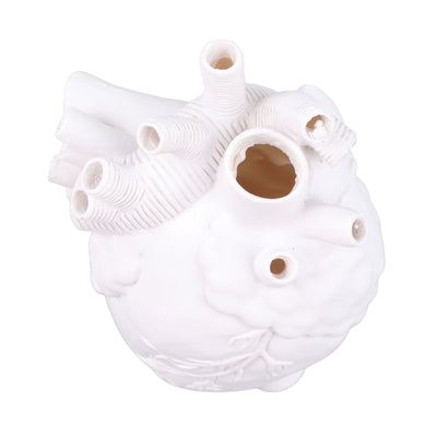 Creative Anatomical Heart Vases Resin Sculpture Heart Shaped Art Flower Vases Desktop Home Decoration for Living Room White