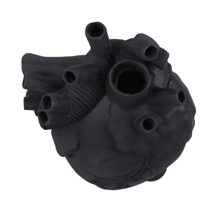 Creative Anatomical Heart Vases Resin Sculpture Heart Shaped Art Flower Vases Desktop Home Decoration for Living Room Black