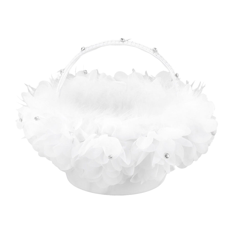 White Flower Girl Basket Petal Beads Decoration Handheld Bridesmaid Scattering Wedding Basket
